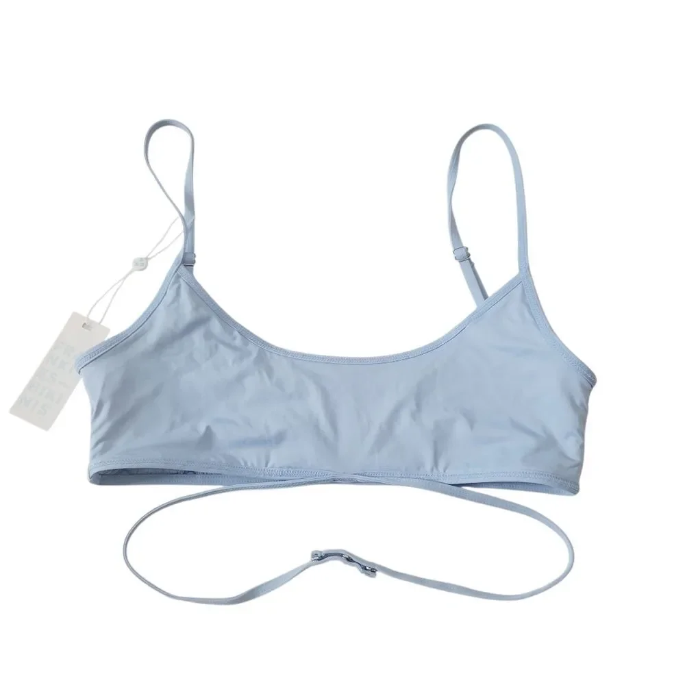 NEW Frankies Bikinis Katarina Waco & Dawson Cheeky Bikini Set in Baby Blue Large